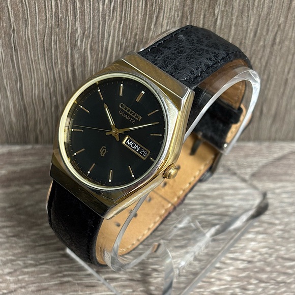 Black and Gold Vintage Citizen Men’s Watch With New Battery - Picture 1 of 6